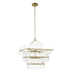 Endon Venice 10 Light Pendant Light in Brushed Aged Brass with Clear Textured Glass