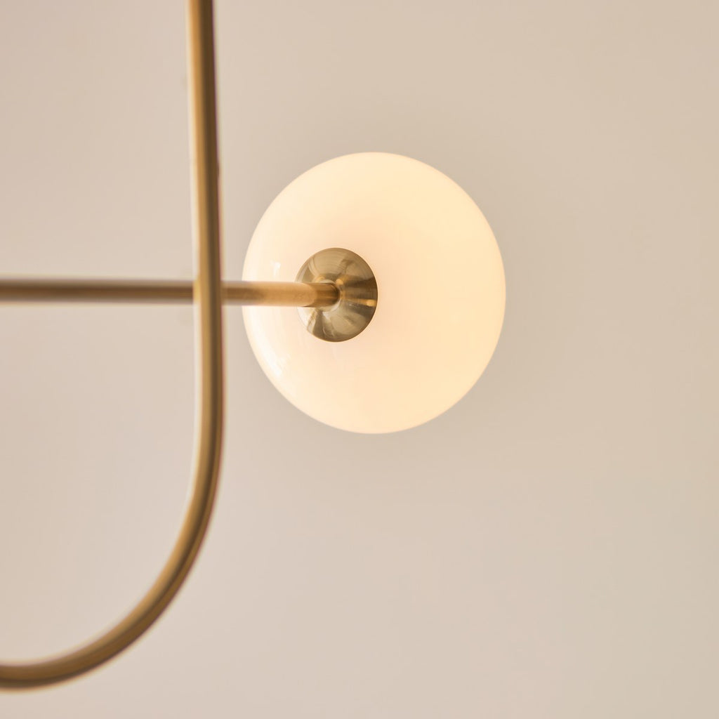 Endon Ottowa 5 Light Pendant Light in Brushed Aged Brass with Opal Glass