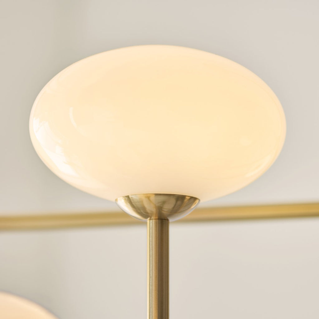 Endon Ottowa 5 Light Pendant Light in Brushed Aged Brass with Opal Glass