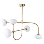 Endon Ottowa 5 Light Pendant Light in Brushed Aged Brass with Opal Glass
