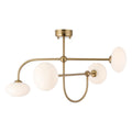 Endon Ottowa 4 Light Semi Flush Ceiling Light in Brushed Aged Brass with Opal Glass