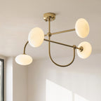 Endon Ottowa 4 Light Semi Flush Ceiling Light in Brushed Aged Brass with Opal Glass
