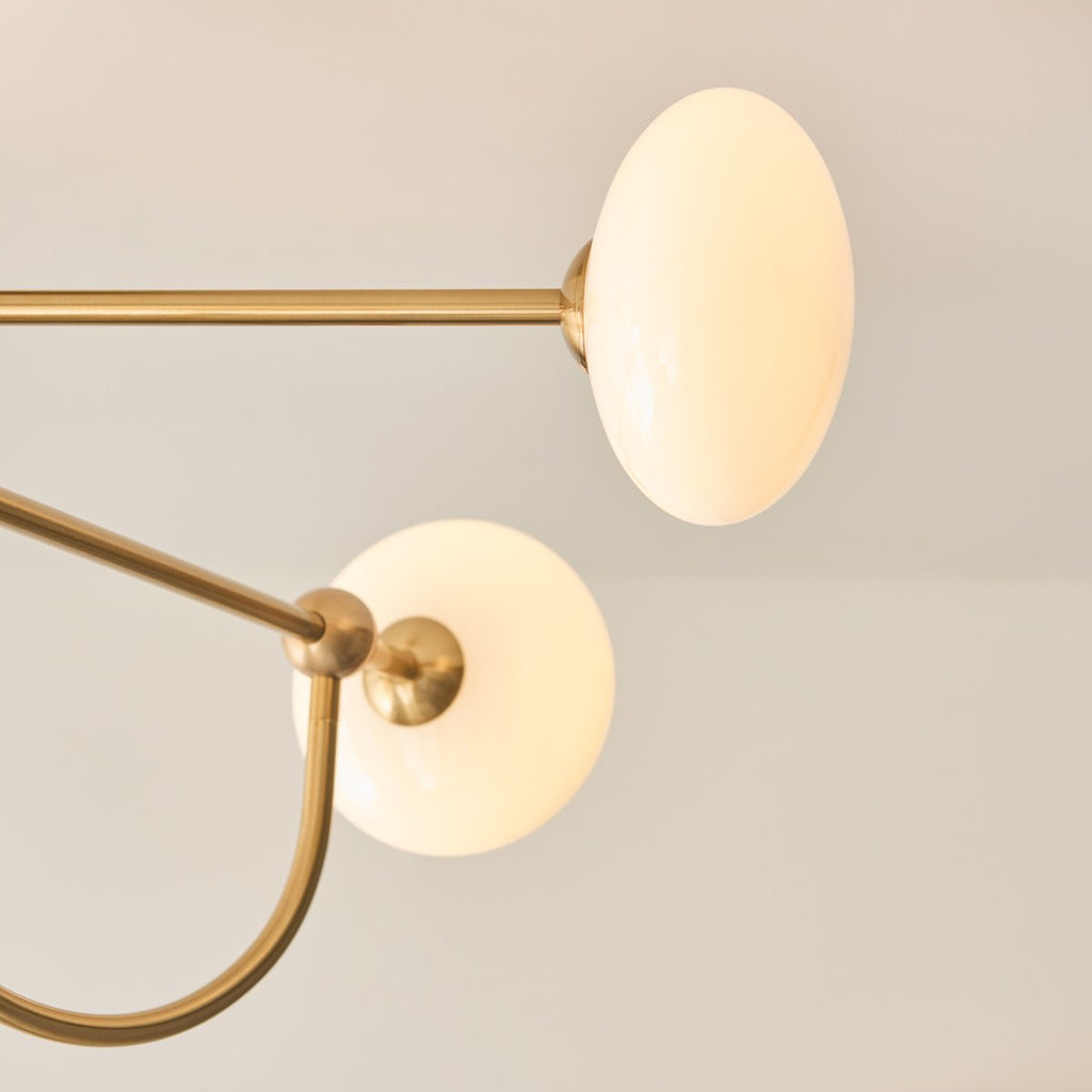 Endon Ottowa 4 Light Semi Flush Ceiling Light in Brushed Aged Brass with Opal Glass
