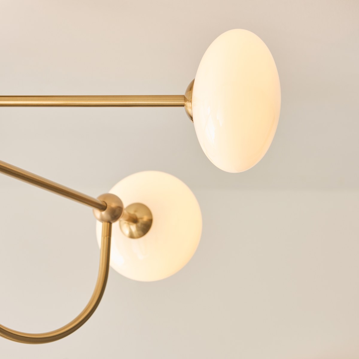 Endon Ottowa 4 Light Semi Flush Ceiling Light in Brushed Aged Brass with Opal Glass