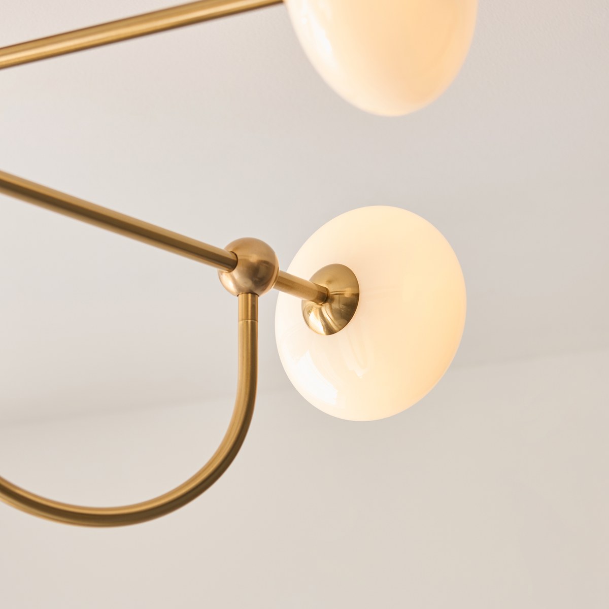 Endon Ottowa 4 Light Semi Flush Ceiling Light in Brushed Aged Brass with Opal Glass