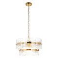 Endon Ancara 3 Light Pendant Light in Brushed Aged Brass with Clear Textured Glass