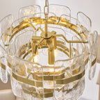 Endon Ancara 3 Light Pendant Light in Brushed Aged Brass with Clear Textured Glass
