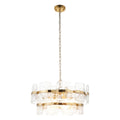 Endon Ancara 6 Light Pendant Light in Brushed Aged Brass with Clear Textured Glass
