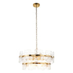 Endon Ancara 6 Light Pendant Light in Brushed Aged Brass with Clear Textured Glass