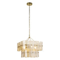 Endon Venice 4 Light Pendant Light in Brushed Aged Brass with Champagne Textured Glass