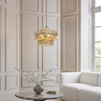 Endon Venice 4 Light Pendant Light in Brushed Aged Brass with Champagne Textured Glass