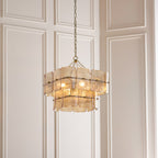 Endon Venice 4 Light Pendant Light in Brushed Aged Brass with Champagne Textured Glass