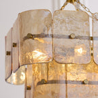 Endon Venice 4 Light Pendant Light in Brushed Aged Brass with Champagne Textured Glass