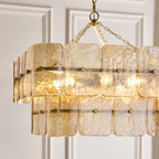 Endon Venice 6 Light Pendant Light in Brushed Aged Brass with Champagne Textured Glass