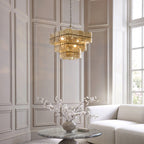 Endon Venice 10 Light Pendant Light in Brushed Aged Brass with Champagne Textured Glass