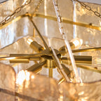 Endon Venice 10 Light Pendant Light in Brushed Aged Brass with Champagne Textured Glass