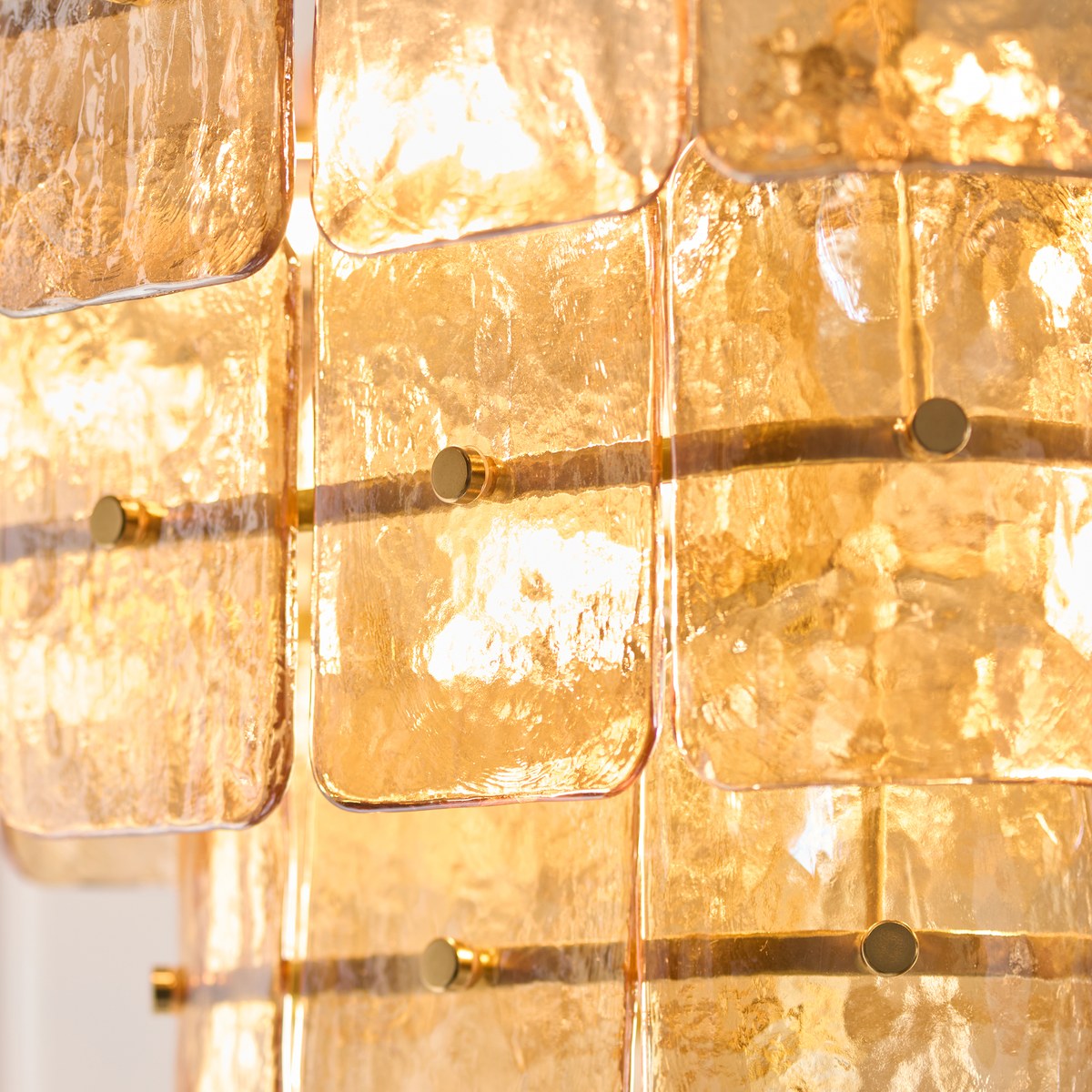Endon Venice 10 Light Pendant Light in Brushed Aged Brass with Champagne Textured Glass