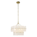 Endon Venice 4 Light Pendant Light in Brushed Aged Brass with White Textured Glass