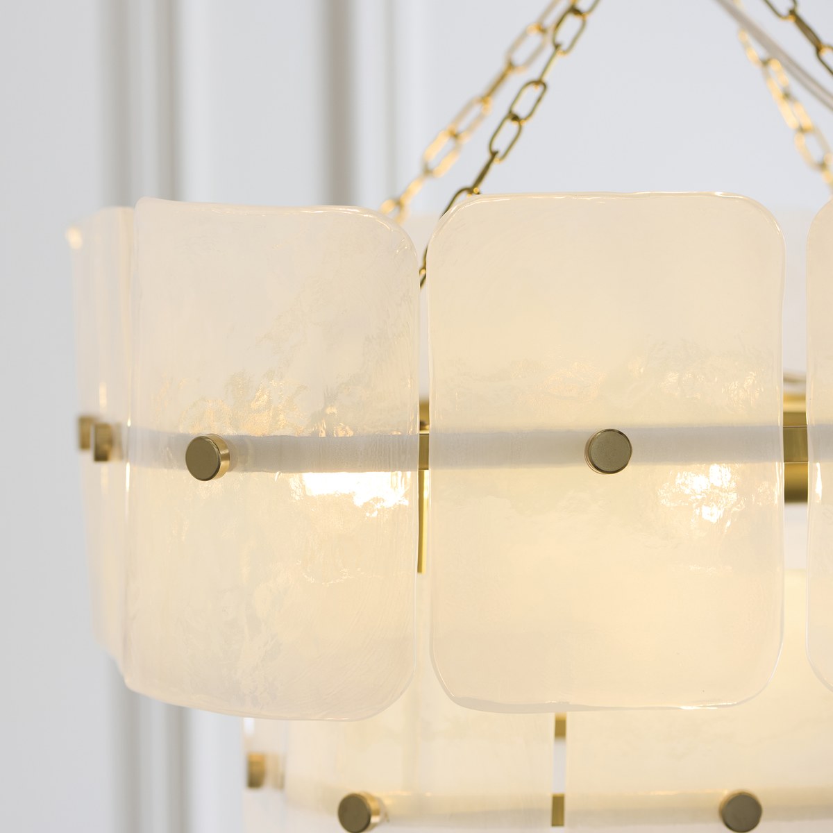 Endon Venice 4 Light Pendant Light in Brushed Aged Brass with White Textured Glass