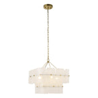 Endon Venice 4 Light Pendant Light in Brushed Aged Brass with White Textured Glass