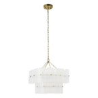 Endon Venice 4 Light Pendant Light in Brushed Aged Brass with White Textured Glass