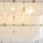 Endon Venice 6 Light Pendant Light in Brushed Aged Brass with White Textured Glass