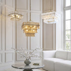 Endon Venice 6 Light Pendant Light in Brushed Aged Brass with White Textured Glass