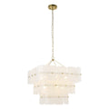 Endon Venice 10 Light Pendant Light in Brushed Aged Brass with White Textured Glass