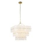 Endon Venice 10 Light Pendant Light in Brushed Aged Brass with White Textured Glass