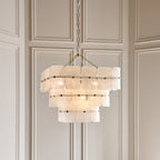 Endon Venice 10 Light Pendant Light in Brushed Aged Brass with White Textured Glass