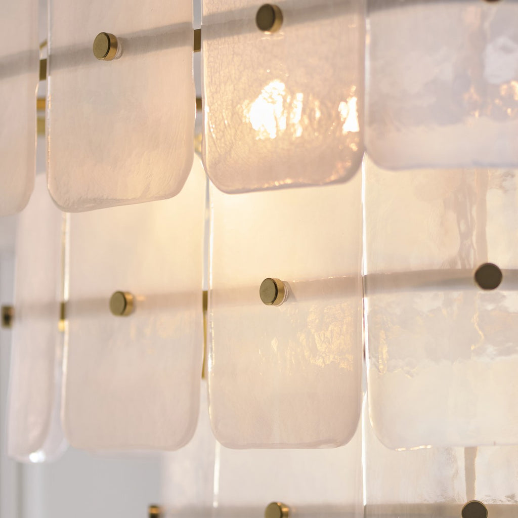 Endon Venice 10 Light Pendant Light in Brushed Aged Brass with White Textured Glass