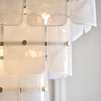 Endon Venice 10 Light Pendant Light in Brushed Aged Brass with White Textured Glass