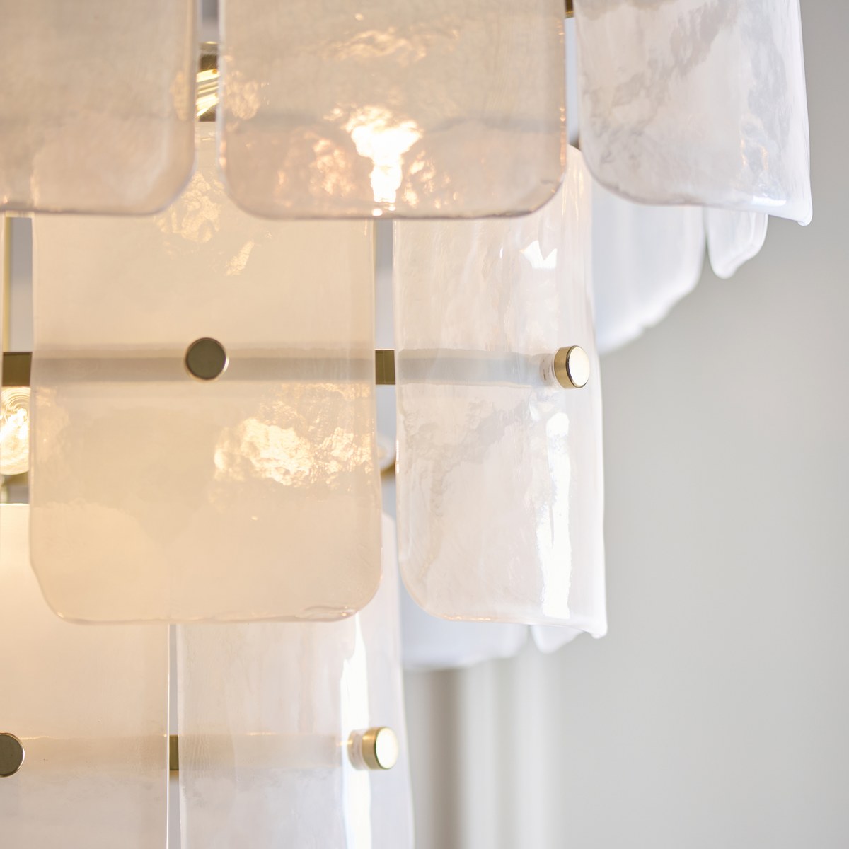 Endon Venice 10 Light Pendant Light in Brushed Aged Brass with White Textured Glass