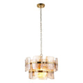 Endon Ancara 3 Light Pendant Light in Brushed Aged Brass with Champagne Textured Glass