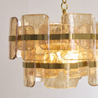 Endon Ancara 3 Light Pendant Light in Brushed Aged Brass with Champagne Textured Glass