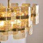 Endon Ancara 6 Light Pendant Light in Brushed Aged Brass with Champagne Textured Glass