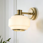 Endon Evora Wall Light in Brushed Aged Brass with Opal Ribbed Glass
