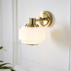 Endon Evora Wall Light in Brushed Aged Brass with Opal Ribbed Glass