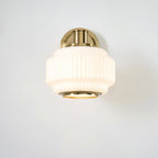 Endon Evora Wall Light in Brushed Aged Brass with Opal Ribbed Glass
