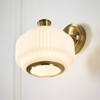 Endon Evora Wall Light in Brushed Aged Brass with Opal Ribbed Glass