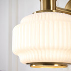 Endon Evora Wall Light in Brushed Aged Brass with Opal Ribbed Glass