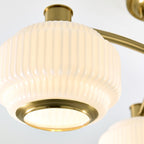 Endon Evora 3 Light Semi Flush Ceiling Light in Brushed Aged Brass with Opal Ribbed Glass