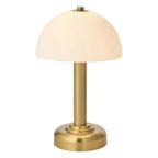 Endon Bridport Rechargeable Table Lamp in Warm Brass with Matt Opal Glass