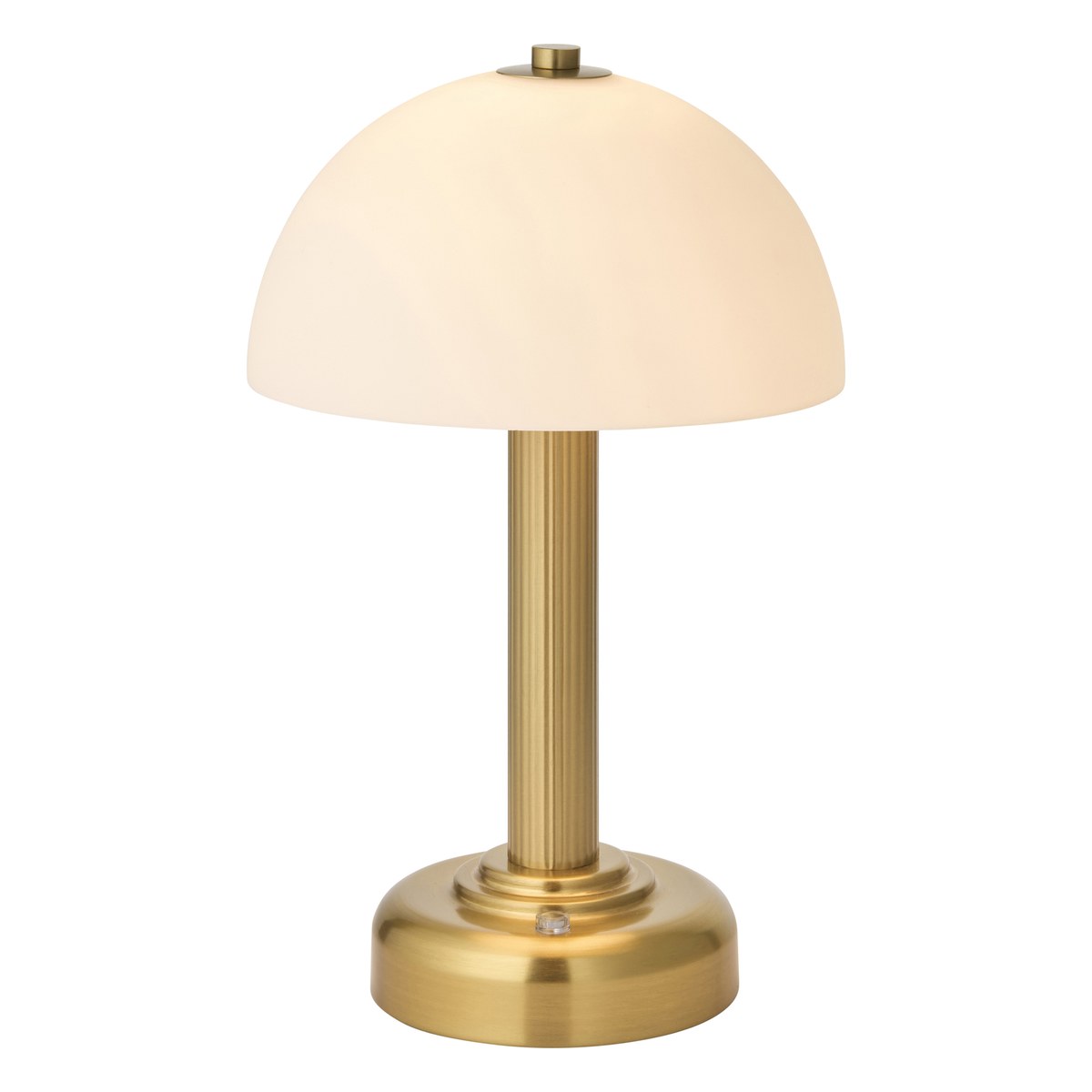 Endon Bridport Rechargeable Table Lamp in Warm Brass with Matt Opal Glass