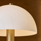 Endon Bridport Rechargeable Table Lamp in Warm Brass with Matt Opal Glass