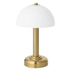 Endon Bridport Rechargeable Table Lamp in Warm Brass with Matt Opal Glass