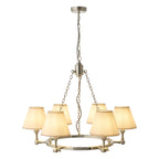 Endon Arabella 6 Light Pendant Light in Bright Nickel with Ivy Vintage White Shades