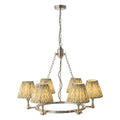 Endon Arabella 6 Light Pendant Light in Bright Nickel with Leaf Herb Garden Green Shades
