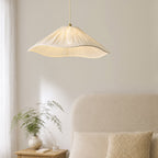 Endon Isabella Grand Pendant Light in Brushed Aged Brass with Vintage White Scalloped Shade