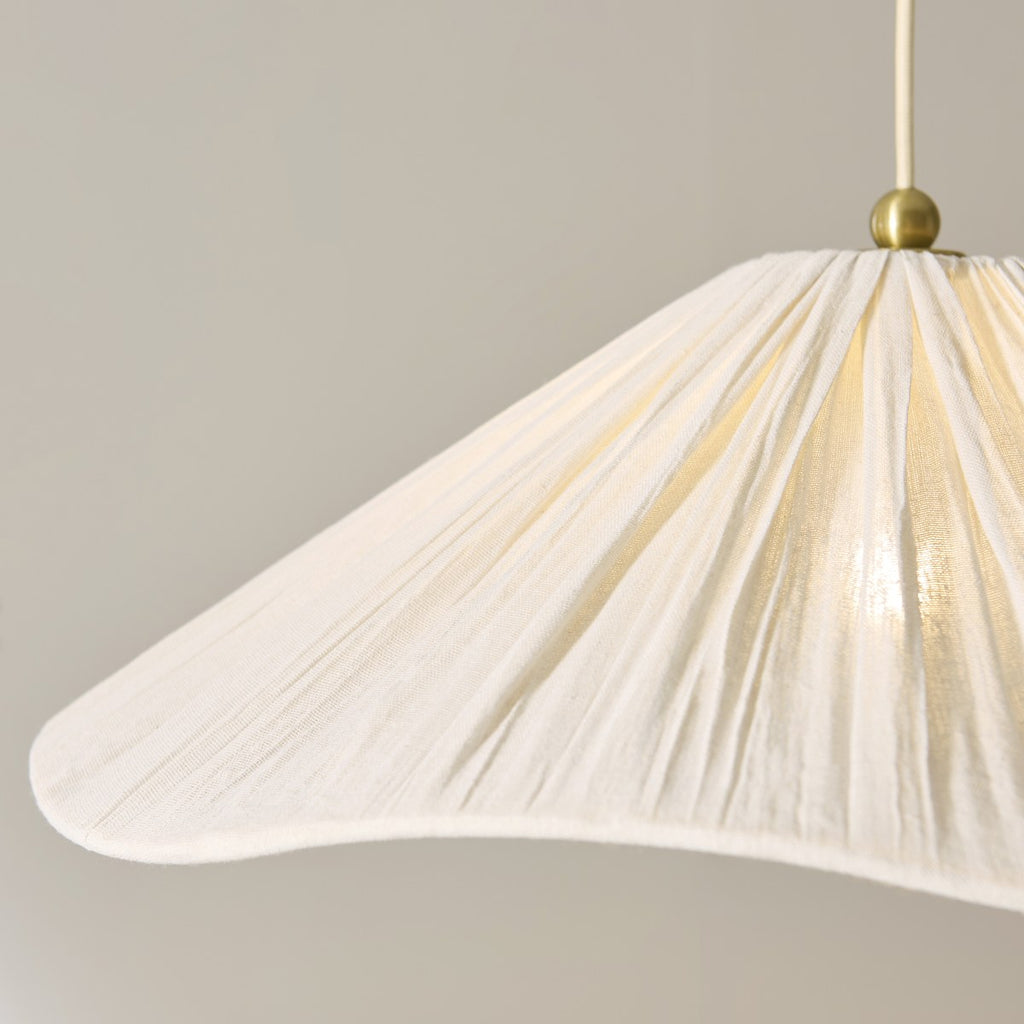 Endon Isabella Grand Pendant Light in Brushed Aged Brass with Vintage White Scalloped Shade